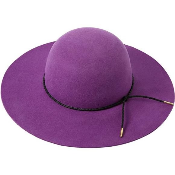Retro Wide Brim Large Floppy Panama Hat Purple